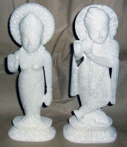 Statue de Krishna en marbre blanc avec vache indienne meilleur exportateur de statues de dieu indien pour la décoration de la maison avec marbre de haute qualité - Product Image 5