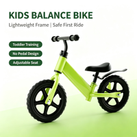 Vélo d'équilibre pour tout-petits en acier léger, 12 pouces, sans pédale, vitesse unique, roues en mousse résistantes à l'usure, prix d'usine, livraison rapide