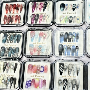 10ชิ้น3D อคริลิคเทียมทรงสี่เหลี่ยมลายผีฮาโลวีนทำด้วยมือพิมพ์บนเล็บด้วยกาว - Product Image 5