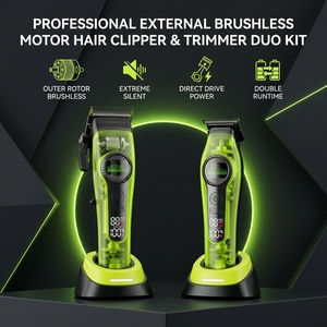 Cortadora <span class=keywords><strong>de</strong></span> Pelo Profesional Recargable 2 en 1 para Salón, 8000 RPM, Inalámbrica, Recortadora <span class=keywords><strong>de</strong></span> Barbero con Base <span class=keywords><strong>de</strong></span> Carga, Cuchilla DLC, Mango <span class=keywords><strong>de</strong></span> Plástico - Product Image 2
