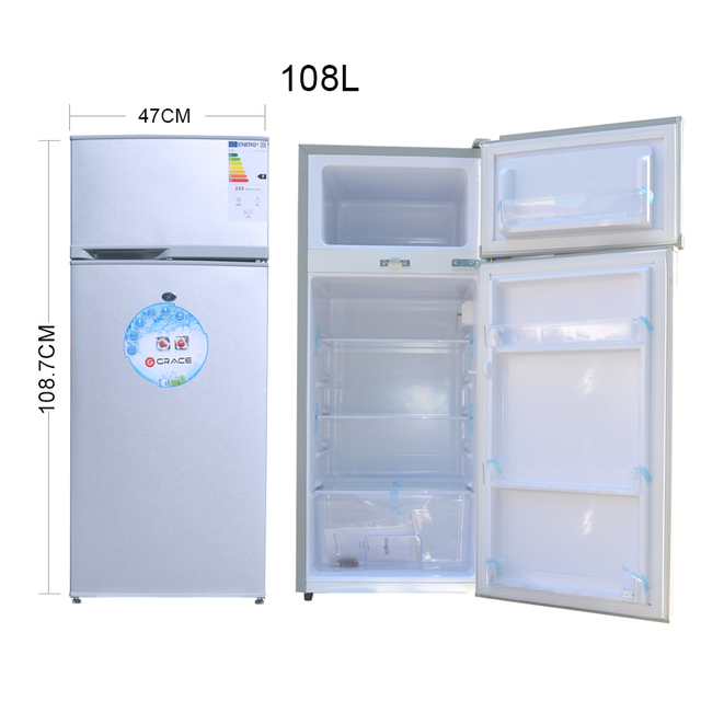 108L Portable Electric Compressor Compact Double Door Plastic Refrigerator for Car Use
