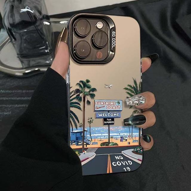 American Vintage Seaside Beach Sunshine Mobile Phone Case for iphone 16 Plus 17 Air Pro Max Shell Shockproof Coque Back Cover