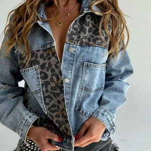 2025 New Fashion Casual <b>Denim</b> Jacket with Leopard Print Button Cotton Filled Top for Autumn/Winter Women <b>Coat</b> - Product Image 1