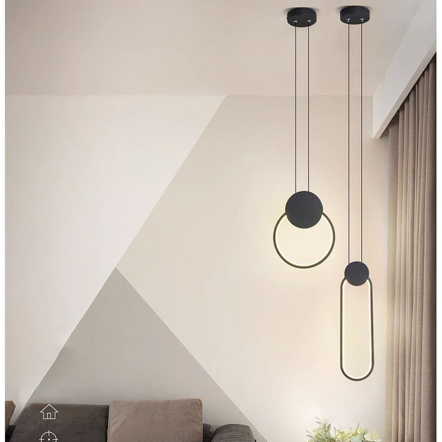 Minimalist Home Shop Decorative LED Pendant Lamp Modern Simple Black Hanging Lights