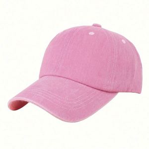 Wholesale Eco-Friendly Silk Screen Printed 6 Panel Customize <b>pink</b> Sporty Common Washed Polyester Baseball Cap for Unisex - Product Image 4