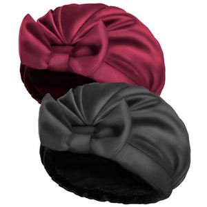 Nouvel Arrivage Bonnets de Douche en Satin Couleur Unie pour Femme avec Nœud, Imperméables et Décontractés pour Usage Quotidien - Product Image 1