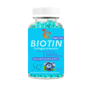 Complément de kératine et vitamine C OEM pour la beauté : Améliore la santé des cheveux, de la peau et des ongles, booste l'énergie – Gommes à la biotine - Product Image 1