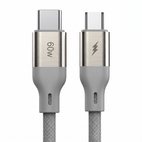 Câble de charge USB tressé en alliage d'aluminium Type-C vers Type-C 65W pour smartphone, tablette, ordinateur portable, voiture, voyage