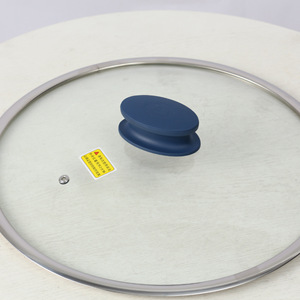 Tempered Glass Lid For <b>Electric</b> <b>Steamer</b> 36 Cm 38 Cm 40 Cm With Blue Handle And Safety Label - Product Image 1