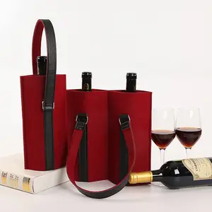 Wedding Dinner Bottle Holder Cover Felt Case Beer Wine Bottle Carrier Cooler Tote Bag Outdoor Packing Bag Custom Wine Handbag