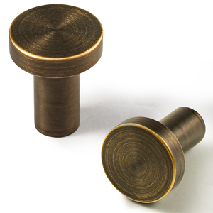 DOOROOM Bronze Round Brass <strong>Door</strong> Handle Cabinet <strong>Knob</strong> Button Furniture Handle Dresser Drawer Pulls - Product Image 1
