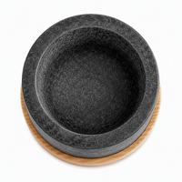 Ensemble mortier et pilon en granit avec base en bois de chêne et pilon extra large pour les épices et le guacamole