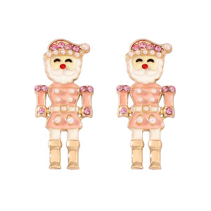 Pendientes de Navidad con Figura de Cascanueces, Incrustados con Diamantes de Imitación, Elegantes y Modernos, para Damas, Festivos - Product Image 2