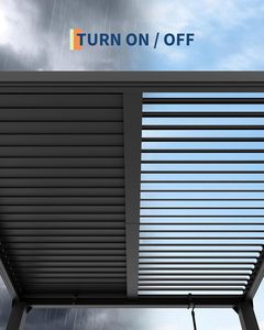Pérgola con Techo de Láminas de <span class=keywords><strong>10x10</strong></span> Pies, Pérgola de Aluminio para Exteriores con Techo Ajustable y Sistema de Drenaje Integrado, Gazebo Resistente con Techo Rígido - Product Image 6