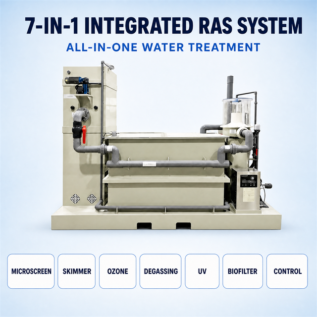 RAS Aquaculture Water Treatment 10-30m3h Integrated All-in-One Filtration Recirculating System >95% Water Recycling Rate