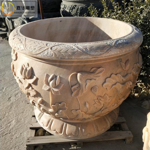 Jiahua <b>Stone</b> Carved Flower Pot <b>Large</b> Chinese Style Durable <b>Garden</b> <b>Ornament</b> - Product Image 4