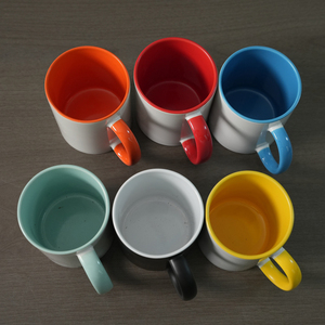 Mug à café en céramique de haute qualité avec sublimation couleur intérieure, 11 oz, mug vierge personnalisable avec poignée colorée - Product Image 6