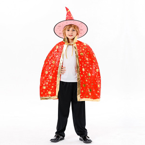 MADESHINE Conjunto de Capa y Sombrero de Bruja Estrella Roja para Halloween, Decoraciones para Fiestas Infantiles, Disfraz de Mago, Accesorios de Cosplay - Product Image 4