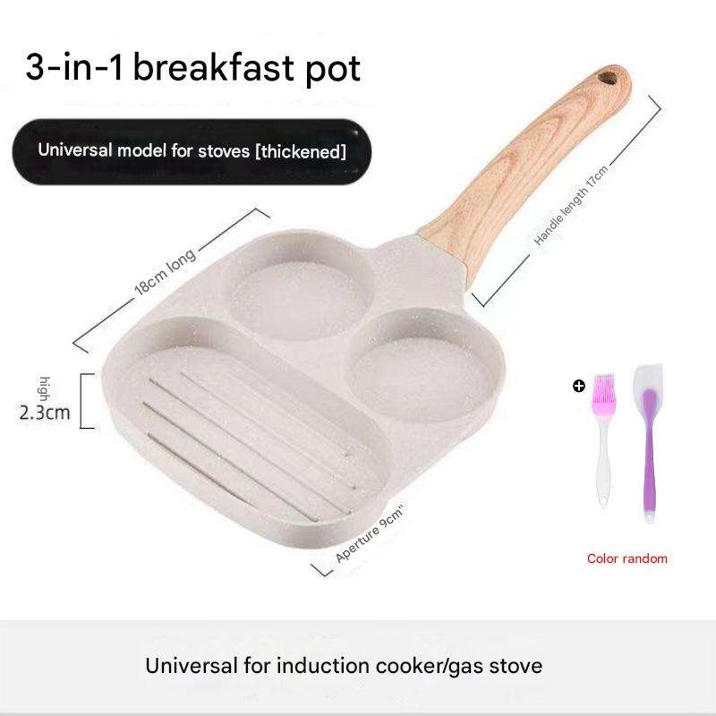 กระทะทอดไข่3อิน1 + แปรงไม้พายซิลิโคนใหม่