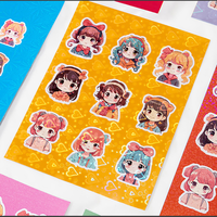Feuilles d'autocollants prédécoupés personnalisés avec logo, autocollants Kawaii imperméables, feuilles d'autocollants de dessins animés