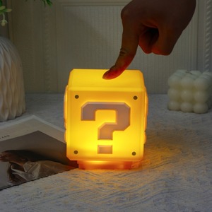 Mario Question Block Night <b>Light</b> <b>Led</b> Touch Control <b>USB</b> Powered Warm White Color Changing Desk Lamp - Product Image 1