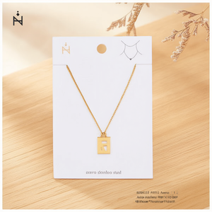 Collier avec pendentif lettre R ZN, plaqué or, acier inoxydable, cadeau unisexe tendance - Product Image 3