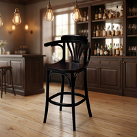 Chaise de bar moderne en bois massif avec dossier, pour usage domestique et commercial, idéale pour KTV, bar, salle à manger et salon, respectueuse de l'environnement
