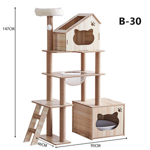 Arbre à chat en bois de luxe avec <span class=keywords><strong>griffoir</strong></span> et maisonnette, structure d'escalade pour chat, jouet pour animaux de compagnie, vente en gros - Product Image 3