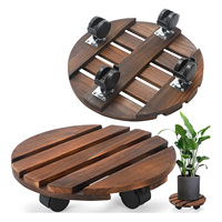 Support de plante d'intérieur de Caddy de déménageur d'affichage de Pot de fleur de roulement en bois avec des roues de roulette verrouillables pour le Pot de plante de fleur