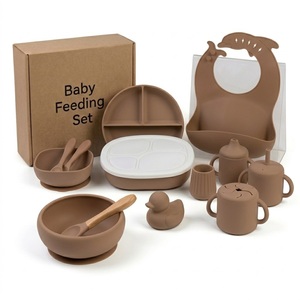 Juego de Vajilla de Regalo para Bebés, Ecológico, Libre de BPA, de Silicona, Babero, Tazón, Cuchara, Platos, Biberones, Set de Alimentación - Product Image 1