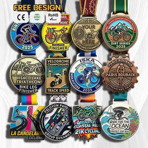 Medaglia in Lega <span class=keywords><strong>di</strong></span> Zinco <span class=keywords><strong>di</strong></span> Alta Qualità con Nastro, Design Personalizzato, Medaglia Rotante per Ciclismo - Product Image 1