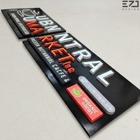 Enseigne commerciale 3D personnalisée en acrylique EZD sur panneau de fond noir, étanche, pour devanture de magasin, enseigne extérieure