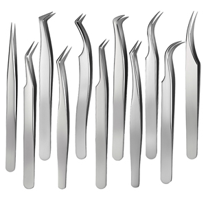 Kit Complet de Pinces à Cils en Acier Inoxydable avec Applicateur, Outil Durable et Réutilisable à <span class=keywords><strong>Pointe</strong></span> Arrondie pour Volume et Sourcils - Product Image 1