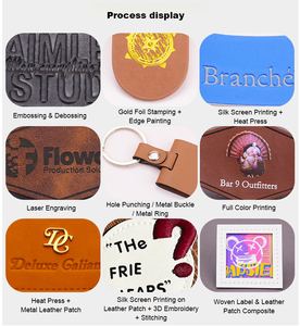 Étiquettes en cuir véritable et en cuir PU personnalisées en gros, vierges, avec logo gaufré ou en relief pour vêtements, chapeaux et sacs - Product Image 2