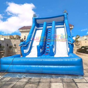 Structure gonflable de qualité commerciale pour enfants, avec toboggan aquatique, piscine et zone de saut, thème corail. - Product Image 2