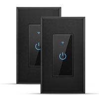 Tuya Smart Life APP US Wifi Standar 1/2/3 Gang Sakelar Dinding Sentuh Pintar Hitam Sakelar Lampu Wifi dengan Google Home atau Amazon Alexa