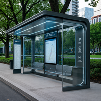Abri de bus intelligent moderne personnalisable avec logiciel Cloud, écran publicitaire à LED et affichage des prévisions météo