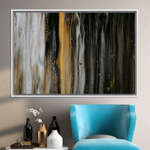 Modern <b>Black</b>, White & Gold Printed Canvas Wall Decor,WHITE <b>FRAMED</b> CANVAS - Product Image 3