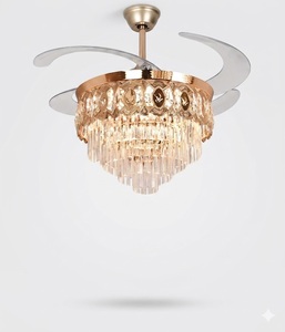 Elegant Gold Crystal LED <b>Ceiling</b> <b>Fan</b> <b>with</b> Retractable Blades <b>Remote</b> <b>Control</b> Silent Chandelier Light for Home Decor - Product Image 4