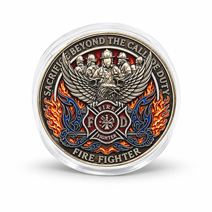 Pièce de monnaie Héros des Secours 2026, design <span class=keywords><strong>camion</strong></span> de pompiers à double face, plaquée fer, avec vitrine - Product Image 3