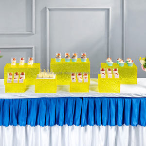 Tasse gâteau affichage <span class=keywords><strong>individuel</strong></span> restauration Buffet présentoirs jaune carré ondulation plinthes support ensemble cristal gâteau de mariage support - Product Image 4