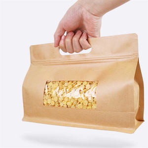 Bolsa de Café de Papel Kraft Reciclable Impresa Personalizada con Logotipo, Bolsa de Fondo Plano para Envasado de Alimentos con Ventana Transparente y Asa - Product Image 1