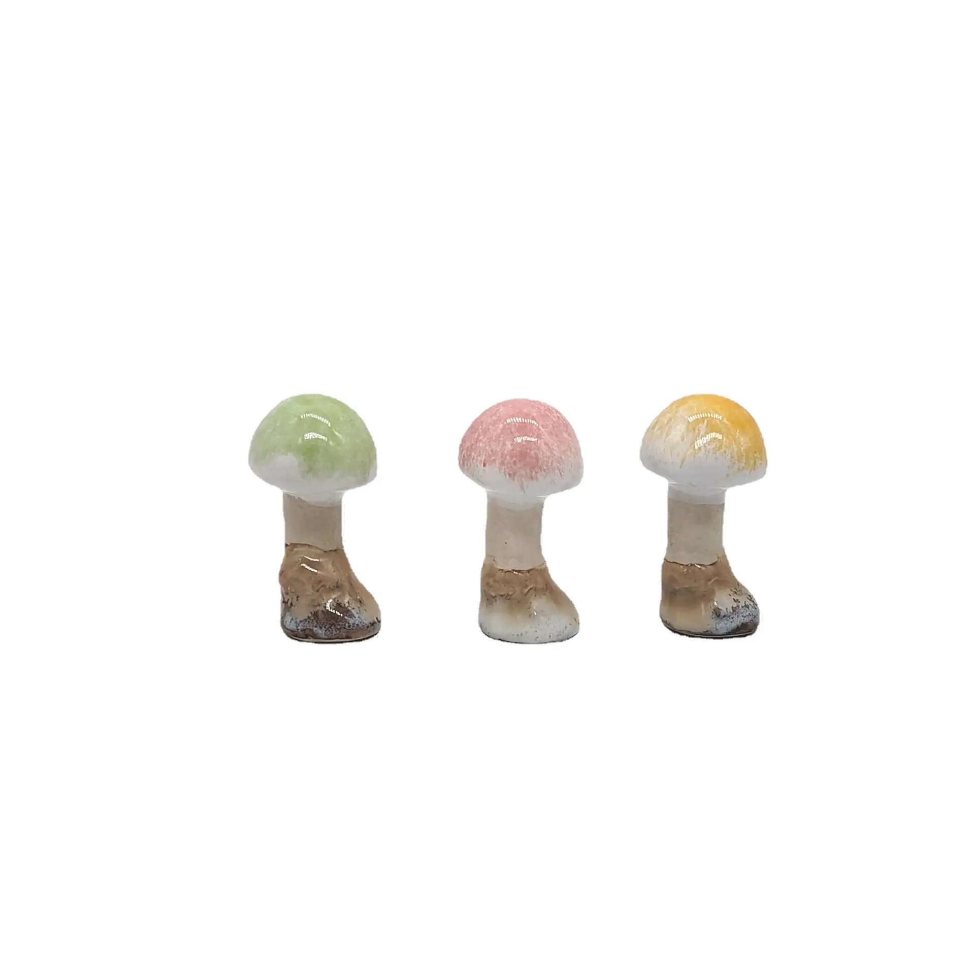 Artisanat en céramique Petit champignon multicolore surface émaillée bonsaï décoration Jardin pelouse décoration en gros