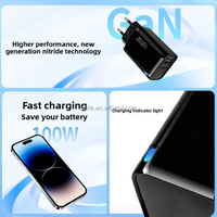 Cargador GaN Ecológico Resistente al Fuego con Luz LED Blanca y Negra, Carga Rápida de 45W, Puertos Duales USB-A Tipo-C, Compatible con Pro Max Camera