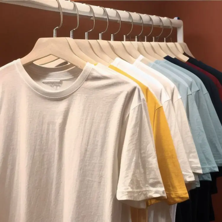 YIJIN Custom Logo Light Weight 180 gsm 100% Cotton Blank Tee Short Sleeve T shirt Drop Shoulder Oversized Boxy Fit Men T Shirts