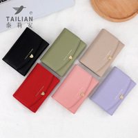 Tas Clutch Wanita PU Fashion Kelas Atas Desain Dompet Pendek Baru Tahan Air Penutup Kancing Lapisan Poliester Model Tas Wanita Merek Ternama