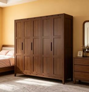 Modern Minimalist Wooden <b>Wardrobe</b> Shaker Doors Hinged Solid Wood Freestanding <b>Large</b> Capacity Bedroom Furniture - Product Image 2