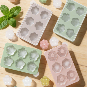 Moule à glace créatif en silicone réutilisable et portable, motif fleur, 6 compartiments, pour la fabrication de glaces toute l'année - Product Image 2