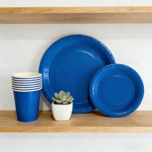 DAMAI Fournitures de fête de couleur unie, vaisselle en papier de couleur unie, ensemble de vaisselle jetable, assiettes de 7 pouces et 9 pouces, gobelets en papier, serviettes - Product Image 1