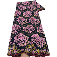 NI.AI Nigeria Tissus en voile de haute qualité, Tissu en coton avec dentelle suisse appliquée, Tissus en dentelle de coton africaine à motifs pour mariage